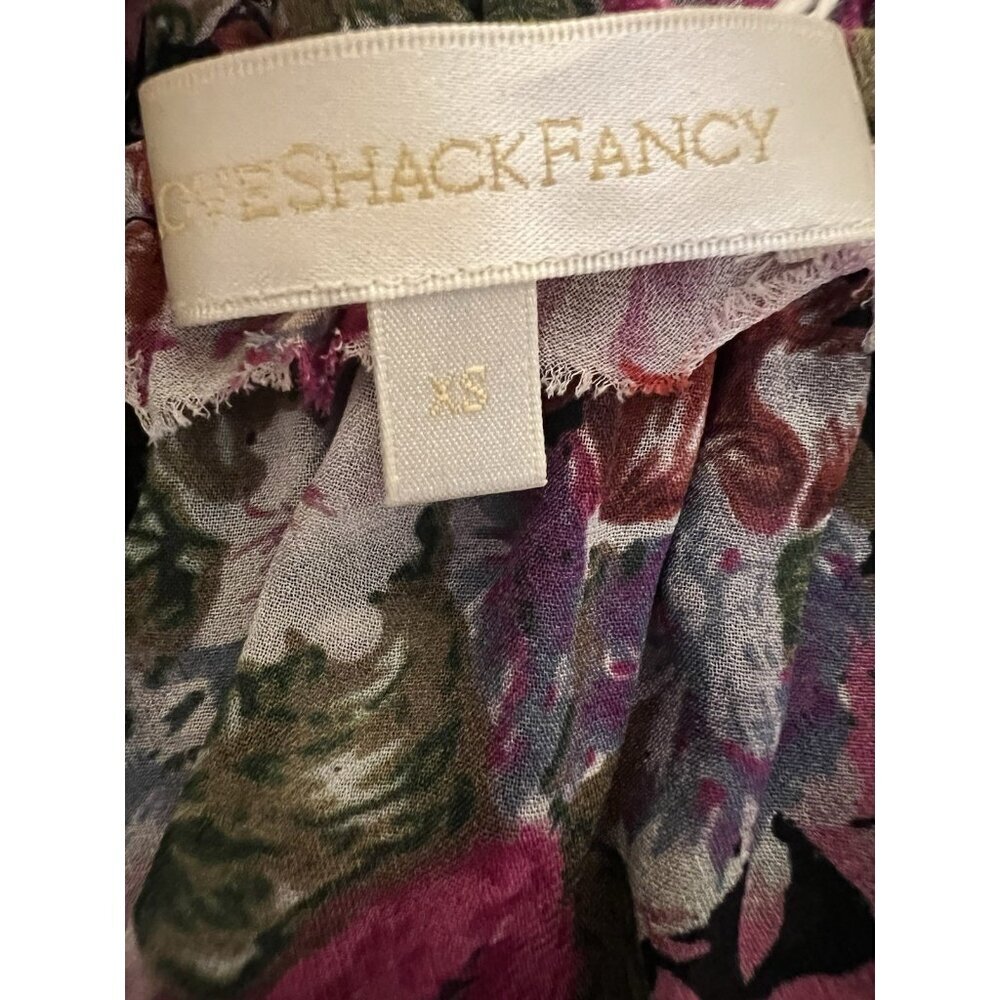 LoveShackFancy black floral ruffle mini dress XS chiffon coquette cottagecore - Picture 6 of 11